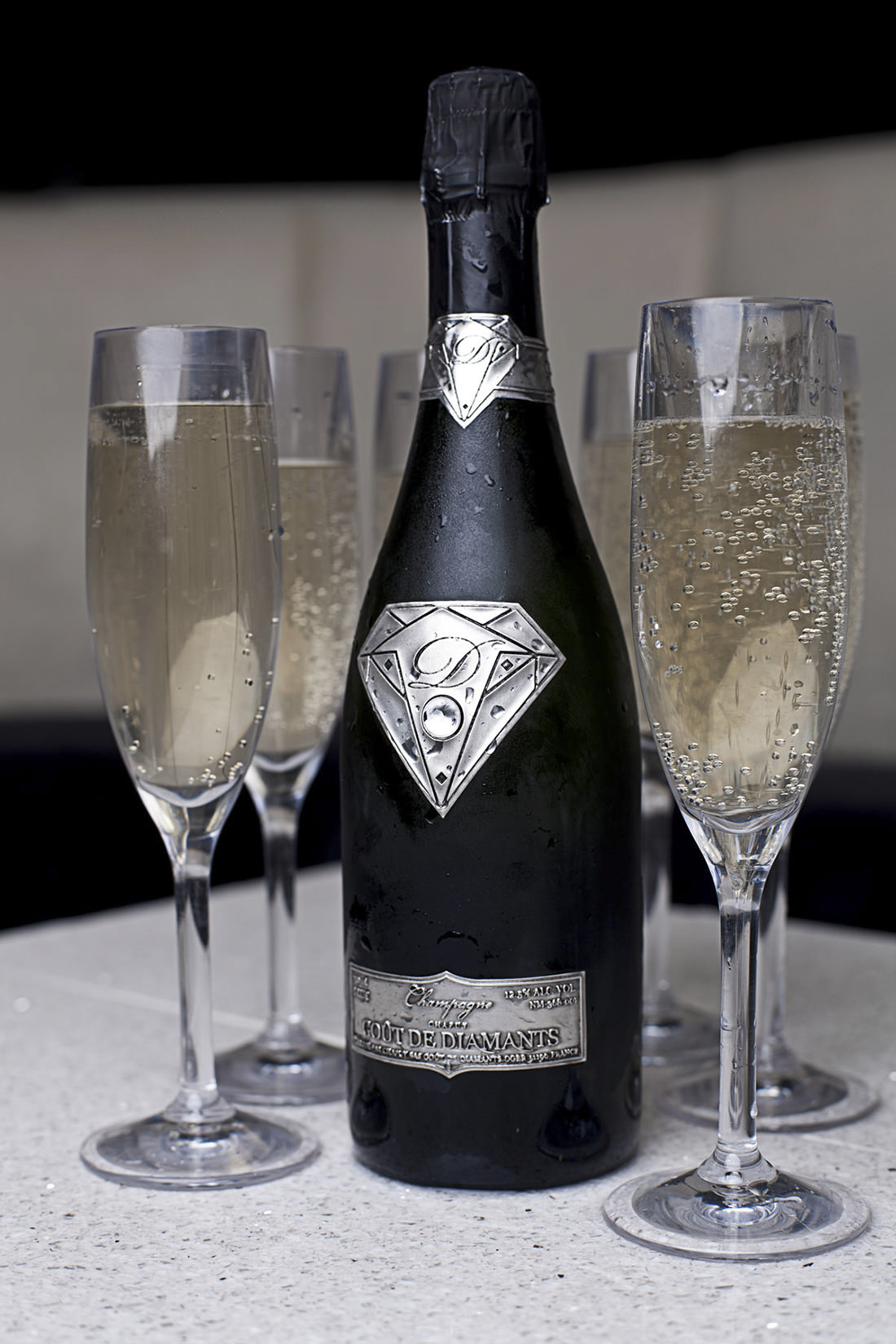 The Champagne bottle with diamonds taste